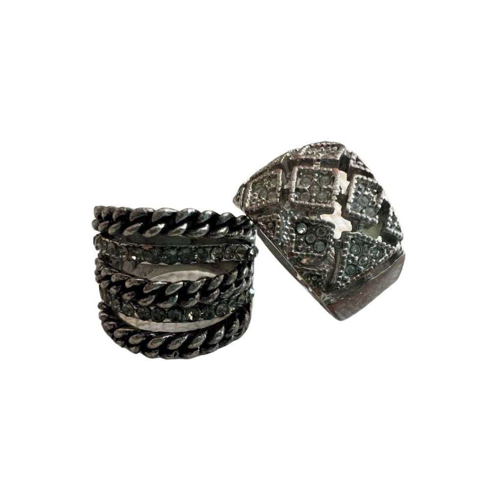 Ring - Chunky Silver Tone Fashionable Dress Up Rings