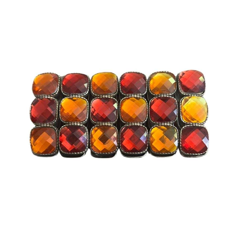 RA096 Bracelet - Stretch Bracelet. Red Orange Beads
