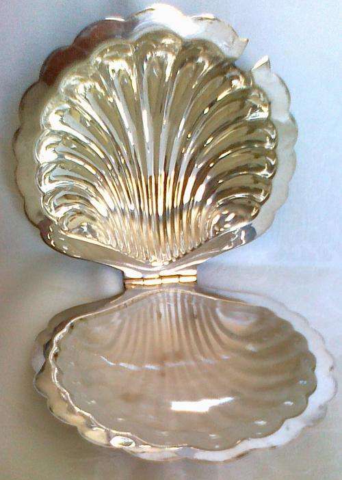 Silver Plated Shell Dish with Glass Liner