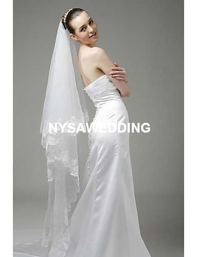1 Layer Sweep with Embroidery Wedding Veil