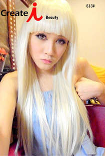 100% Japanese Kanekalon Fiber Women Wig Naturally Striaght Full Bang Long Hair-Four Colors Choices