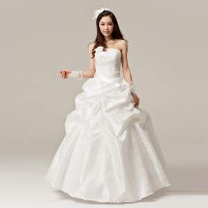 Empire Strapless A-Line Flower Ball Gown/Wedding Dress/Bridal Dress