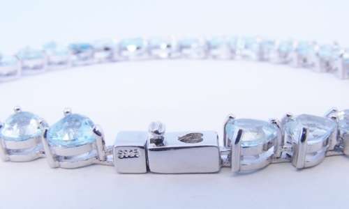 NEW! 14.00CT BLUE TOPAZ STERLING SILVER BRACELET ** STUNNING
