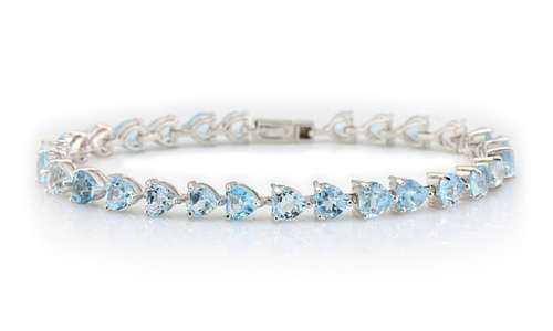 NEW! 14.00CT BLUE TOPAZ STERLING SILVER BRACELET ** STUNNING