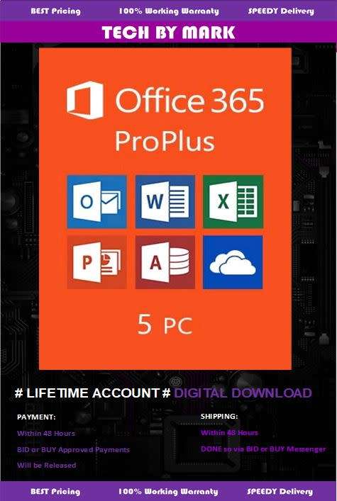 Microsoft Office 365 Pro 5 PC 5TB Lifetime - Account