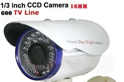 NEW 16mm 600TVL IR LED Waterproof 1/3 inch CCD CCTV Security Camera with FREE Bracket