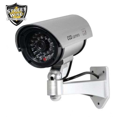 Street Wise Realistic Looking Dummy Surveillance Camera & Mounting Kit Silver