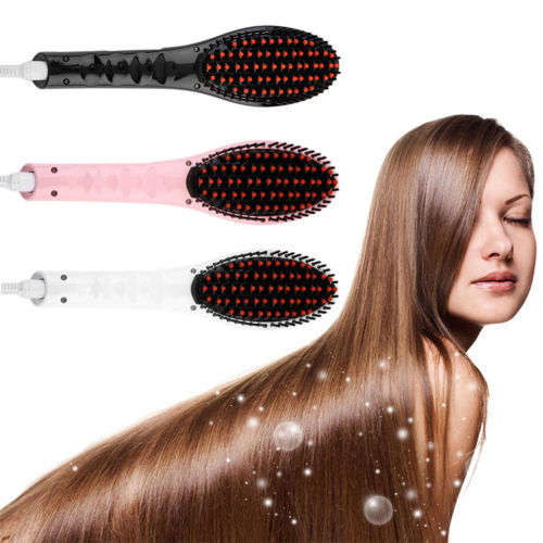 Electric Hair Straightener Comb Hot Iron Brush Auto Fast Hair Massager Tool