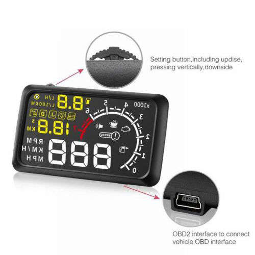 Universal Car OBD2 II Projector Display HUD Head Up Display MPH KMH Speed Warning System