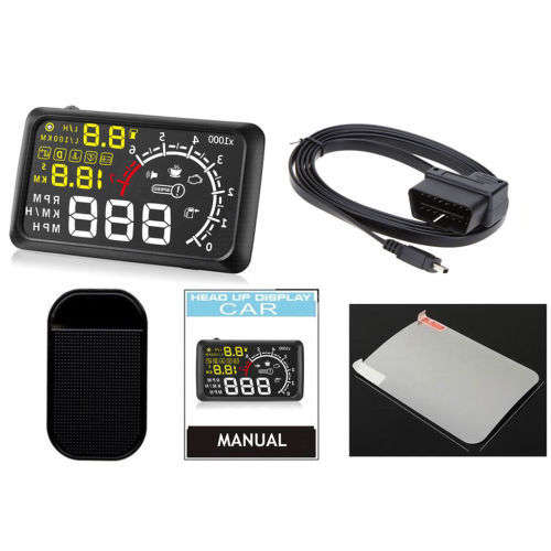 Universal Car OBD2 II Projector Display HUD Head Up Display MPH KMH Speed Warning System