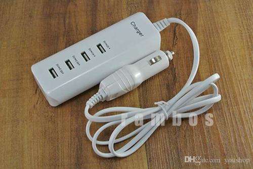 4 Port USB Hub Power Adapter Car Charger with1.2M Cable
