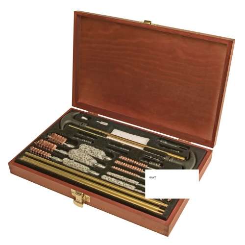 24 PIECE UNIVERSAL GUN CLEANING KIT IN BEAUTIFUL WOODEN CASE