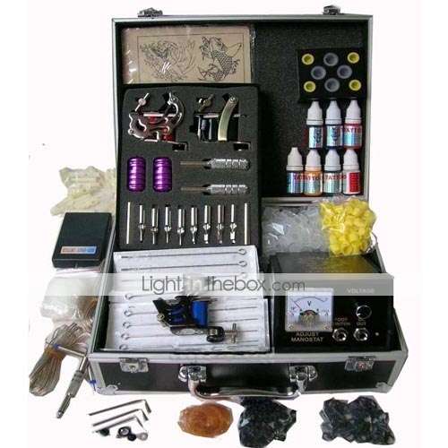PROFESSIONAL TATTOO KIT COMPLETE WITH 2x GUNS, NEEDLES, INK & LOADS OF EXTRA'S
