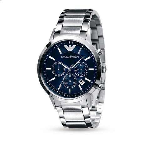 Mens Emporio Armani AR2448 Blue dial stainless steel watch