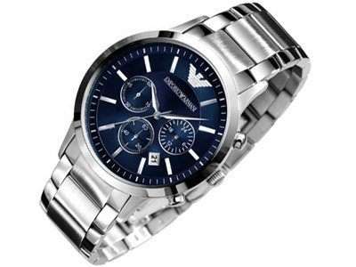 Mens Emporio Armani AR2448 Blue dial stainless steel watch