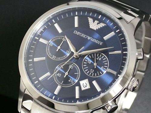 Mens Emporio Armani AR2448 Blue dial stainless steel watch