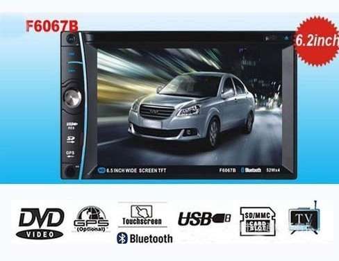 F6067B 6.2 inch 2 DIN Car DVD Stereo MP3 Player Bluetooth Touch TFT Screen AUX IN SD MMC Card Reader