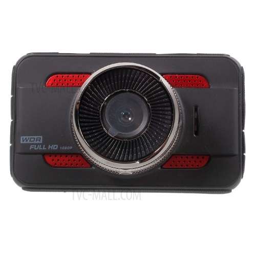 HIGH QUALITY 3.0-inch Full HD 1080P Car Video Recorder Car DVR Support Loop Recording - Black + Red