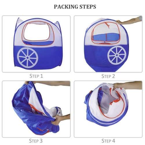 Indoor and Outdoor Foldable Cartoon Train Kids 2 In 1 Pop-Up Play Tent Tunnel Kid Play Game House