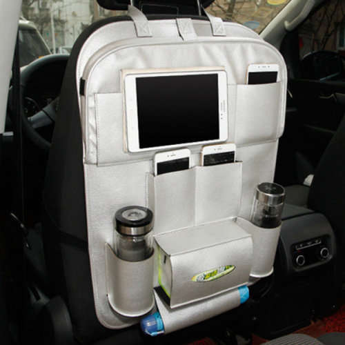 Universal Leather Car Hanging Bag Folding Dining Chair Back Pocket Ipad Holder Storage Container