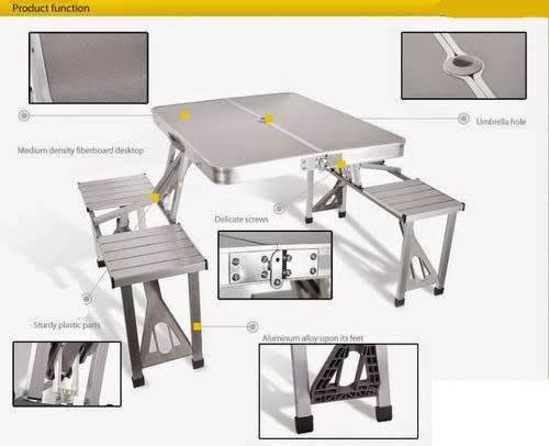 Aluminum picnic table outdoor folding table