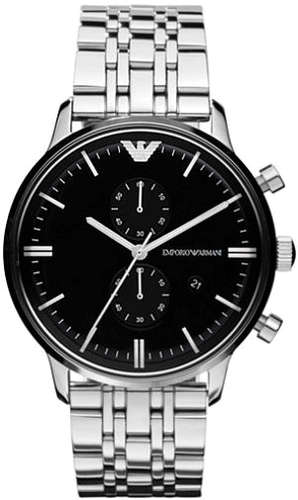 Mens Emporio Armani AR0389 Blue dial stainless steel watch