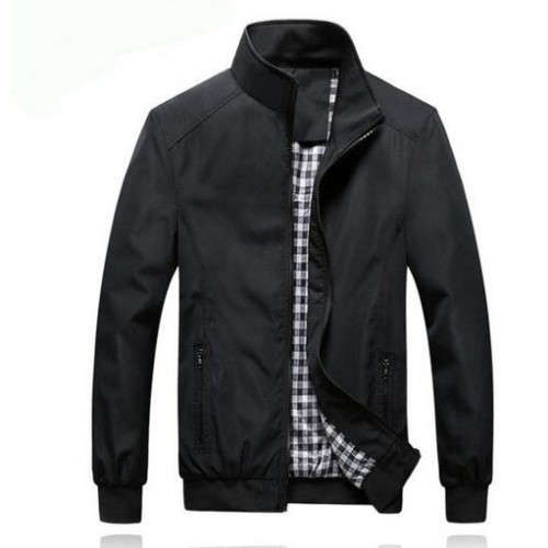 Autumn men's zipper thin jacket jacket collar casual jacket installed - blue