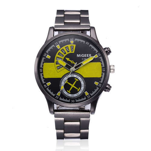 FREE SHIPPING - Fashion Man Crystal Stainless Steel Analog Quartz Wrist Watch - White