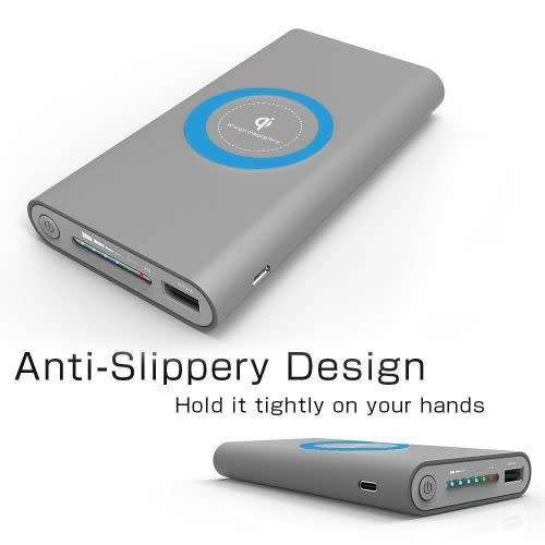 10000mAh Qi Wireless Power Bank & Fast Charging USB LED Portable Battery Charger