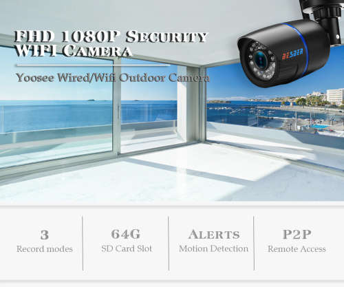 BESDER Wifi IP Camera 1080P Wireless Wired ONVIF P2P CCTV Bullet Outdoor Camera Night Visi