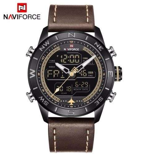 NAVIFORCE Luxury Brand Mens Fashion Sport Watches Men Quartz Analog Digital Clock Leather Army Milit