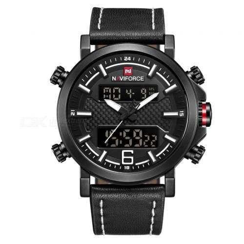 NAVIFORCE Mens Sports Watches Men Quartz LED Digital Clock Top Brand Luxury Male Fashion Leather Wat
