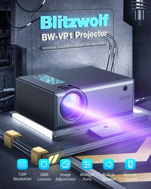FREE SHIPPING! Blitzwolf® BW-VP1 LCD Projector 2800 Lumens