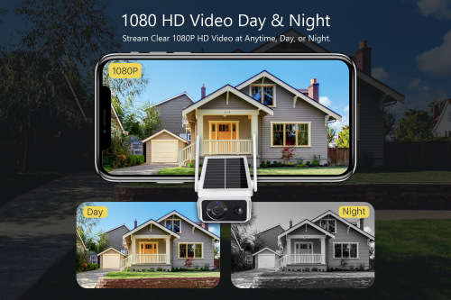 Solar Charged WIFI Dome Camera with Adjustable Solar Panel - 2MP - 1080P HD - Two Way Audio