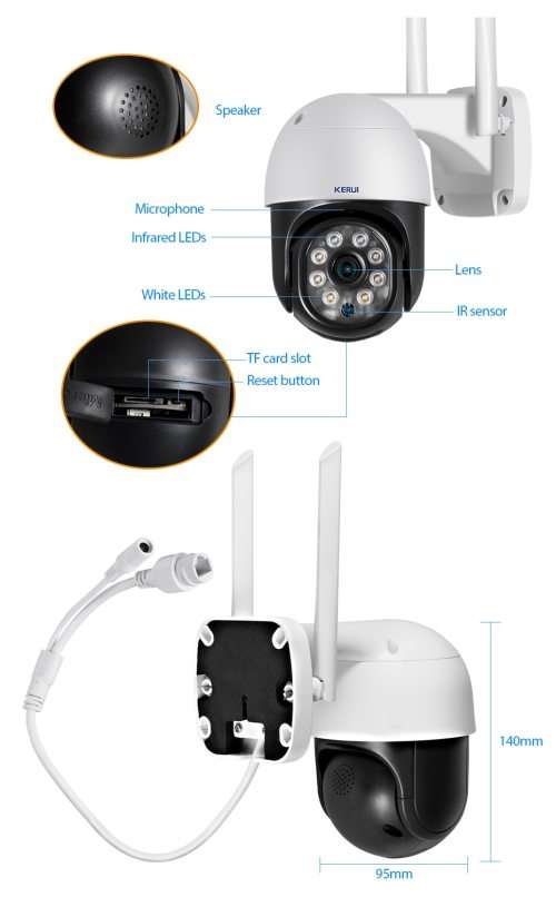 Outdoor Surveillance Camera - Wi-Fi - IR Night Vision - Water Resistant - 2 Way Audio - Full HD