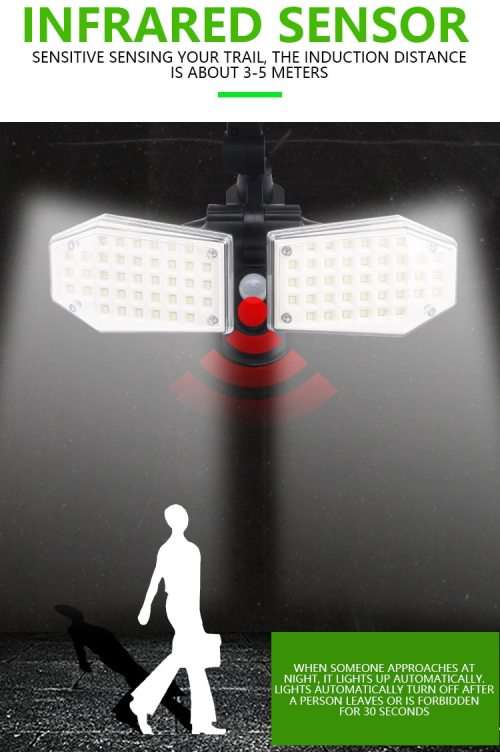 78 LED Solar Flood Light - 3 Adjustable Heads