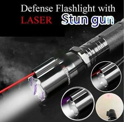 3-IN-1 High Power Laser Self Defense Electro Shock Stun Gun Flash Light with Rechargeable Battery