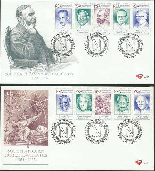 RSA - NOBEL LAUREATES, CLEAN FDC 6.46 & 6.47 WITH U/M MINISHEET!!!!!