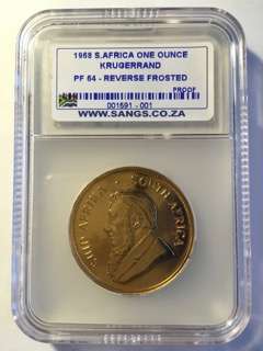 1968 SOUTH AFRICA 1 OZ KRUGERRAND / PF64 / REVERSE FROSTED / BEST BUY!!!