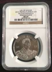 2013 SOUTH AFRICA SILVER R1 PROTEA NELSON MANDELA MQHEKEZWENI MS69