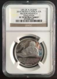 2014 SOUTH AFRICA SILVER R1 PROTEA LIFE OF A LEGEND NELSON MANDELA EDUCATION PF70 ULTRA CAMEO