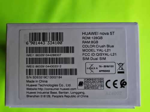 Huawei Nova 5T  (128GB, Dual Sim, Crush Blue )
