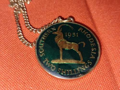 Pendant Charm Southern Rhodesia 1951 Two Shillings and King George The Sixth