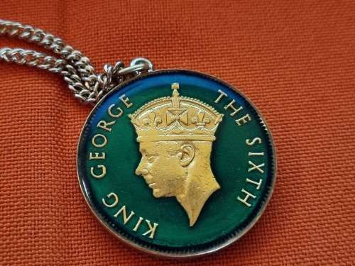 Pendant Charm Southern Rhodesia 1951 Two Shillings and King George The Sixth