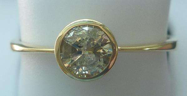 **TUBE DESIGN [R24210]** ROUND CUT [0.545ct] SOLITAIRE DIAMOND RING [YELLOW GOLD] - BUY SAFE