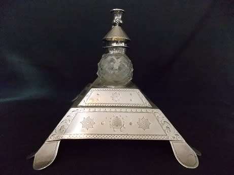 Silver and Cut Crystal Inkwell