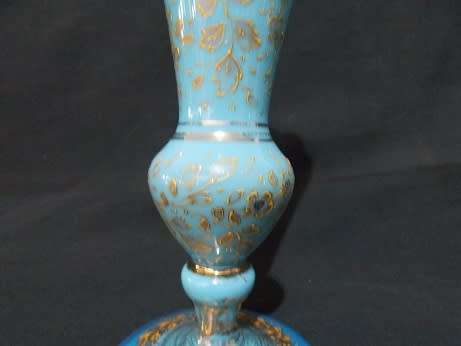 Stunning Turquise and Gold Glass Vase