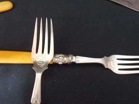 Silver Plateed Bone Handle Fish Set