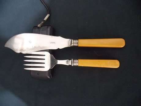 Silver Plateed Bone Handle Fish Set