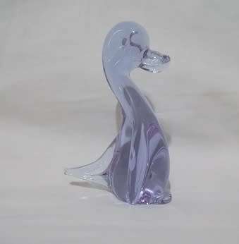 Lovely Lilac Glass Duck Paperweight